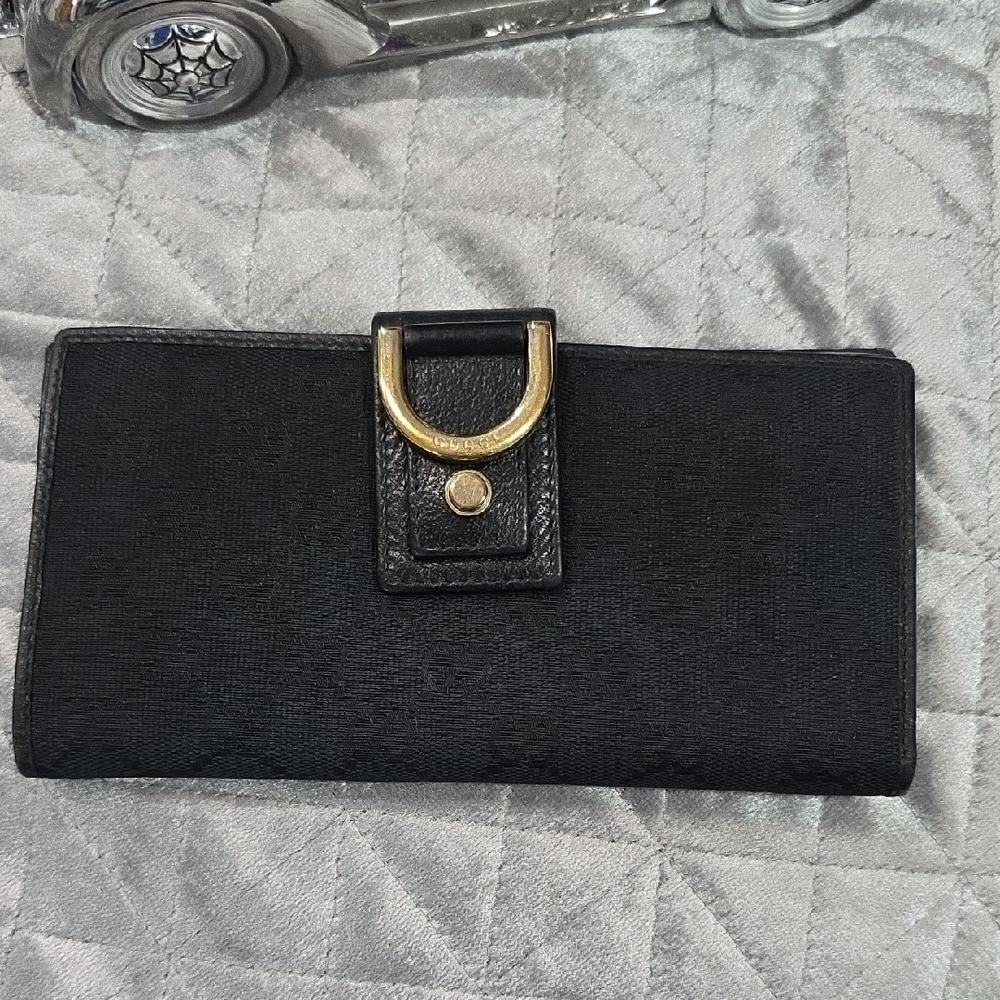 Chic Black Wallet with Gold Detail